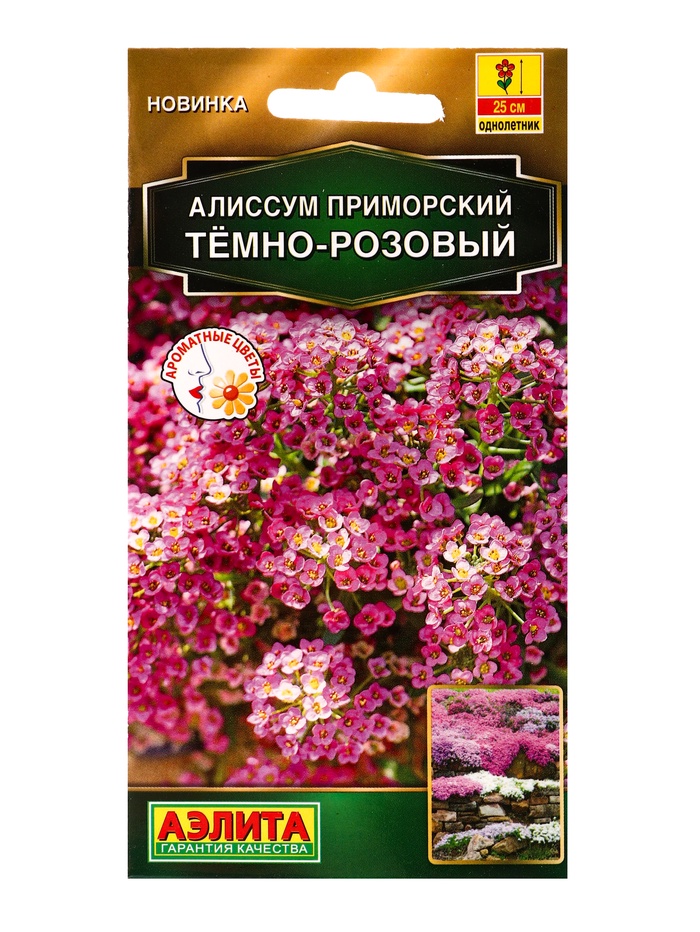 Семена цветов Алиссум приморский Тёмно-розовый  Золотая серия, Ц/П,0,1 г - Фото 1