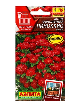 Семена цветов Астра Пиноккио алая  Цветущий балкон, Ц/П,0,05 г 10945268