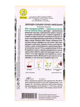Семена цветов Дихондра Сильвер серфер ампельная  Спецсерия Benary, Ц/П,3 шт.