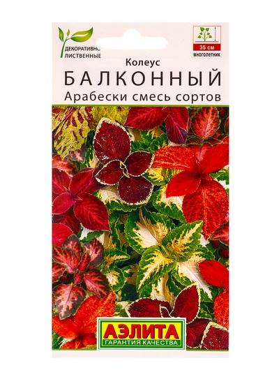 Семена цветов Колеус балконный Арабески, смесь сортов Мн Декоративно-лиственные, Ц/П,5 шт.