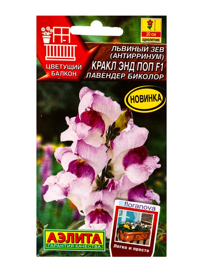 Семена цветов Львиный зев «Кракл энд поп», F1, лавендер биколор, селекция Floranova, «АЭЛИТА», 7 шт. - Фото 1