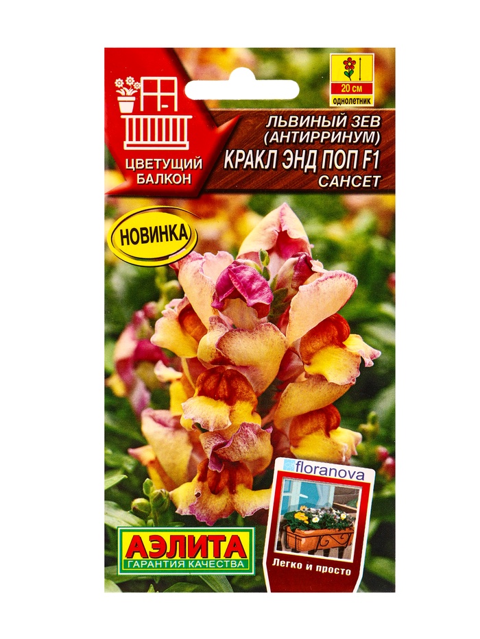 Семена цветов Львиный зев Кракл энд поп F1 сансет  С. Floranova Цветущий балкон, Ц/П,7 шт.