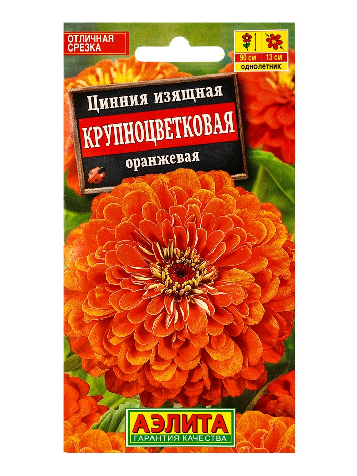 Семена цветов Цинния Крупноцветковая оранжевая , Ц/П,0,3 г - Фото 1