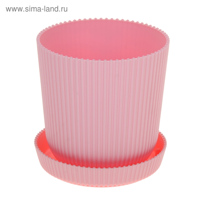 Горшок для цветов с поддоном Le Gaufre, 1,8 л, d=13,5 см, цвет розовый - Фото 1