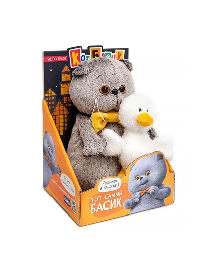 Мягкая игрушка «Кот Басик с Гусиком», 19 см
