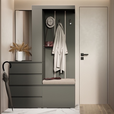 УЦЕНКА Прихожая «Клик Мебель. Крона» 1260×350×1980 мм, с зеркалом, цвет графит