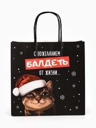 Пакет подарочный крафтовый «С пожеланием»,  32 ? 28 ? 15 см (комплект 2 шт) - фото 61087274