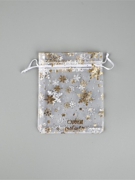 Мешочек подарочный в наборе 10 шт. «С Новым годом!», тиснение, органза, 10×12 см