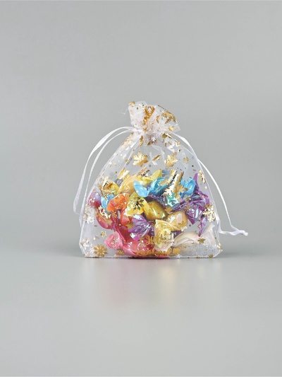 Мешочек подарочный в наборе 10 шт. «С Новым годом!», тиснение, органза, 10×12 см