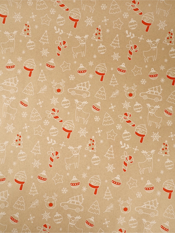 Бумага в тубусе крафтовая в рулоне «Новогодние мотивы», 0.68 × 7 м