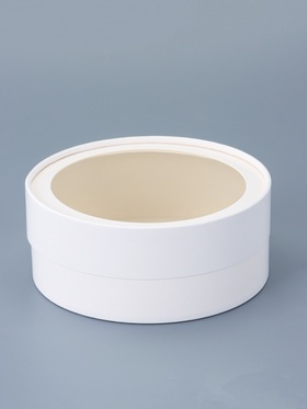 Коробка подарочная круглая с окном, завальцованная, белая, 15×6 см 10947899