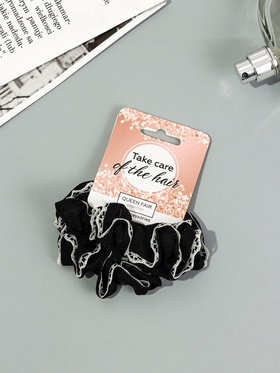 Резинка для волос "Каприс" (набор 2 шт) 7 см, чёрный (комплект 6 шт)