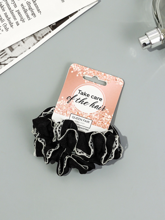 Резинки для волос QF «Каприс», набор 2 шт., 7 см, чёрные - Фото 1