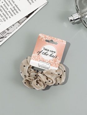 Резинка для волос "Летиция" (набор 2 шт) 7 см, бежевый (комплект 6 шт)