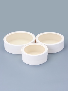 Набор подарочных коробок 3 в 1 круглые с окном, завальцованные, белые, 20×18×15 см