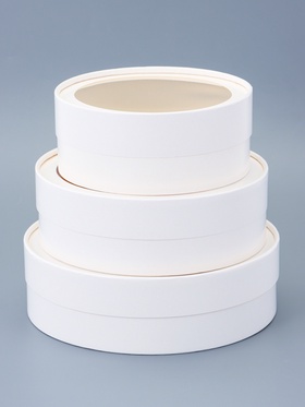 Набор подарочных коробок 3 в 1 круглые с окном, завальцованные, белые, 20×18×15 см