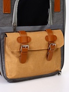 Рюкзак-переноска для кошек и собак, 30×21×41 см, серо-жёлтый - фото 61953323