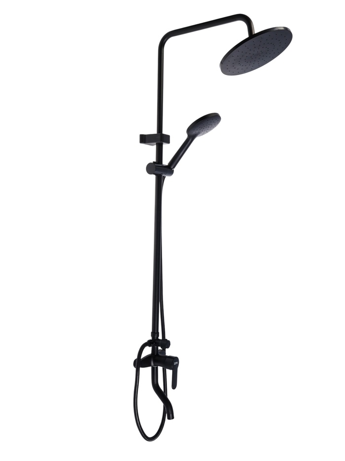 УЦЕНКА Душевая система ZEIN Z1015, тропическая и ручная лейка, шланг 150 см, черная - Фото 1