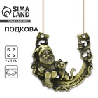 УЦЕНКА Подкова домовой с кошкой "Здесь живёт счастье", 7 х 7 см - Фото 1