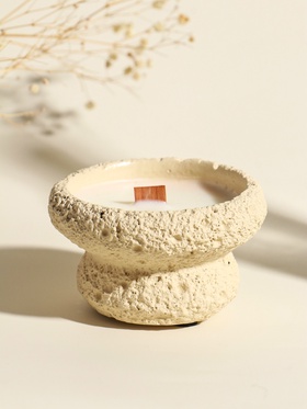 Свеча в подсвечнике «Чаша», деревянный фитиль, белая, 9.3×9.3×5.5 см