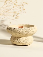 Свеча в подсвечнике вулканическом «Чаша», деревянный фитиль, белая, 9.3×9.3×5.5 см - Фото 3