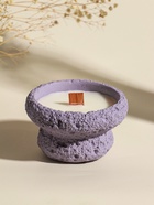 Свеча в подсвечнике вулканическом «Чаша», деревянный фитиль, сиреневая, 9.3×9.3×5.5 см - Фото 1