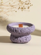 Свеча в подсвечнике вулканическом «Чаша», деревянный фитиль, сиреневая, 9.3×9.3×5.5 см - Фото 3