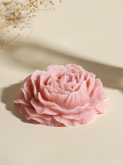 Свеча декоративная «Бутон пиона», пыльная роза, 16×14×4 см