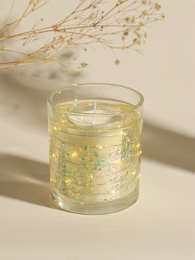 Свеча в стакане с LED-подсветкой «Перламутровые сердечки», 8×8×9 см