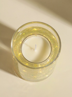 Свеча в стакане с LED-подсветкой «Перламутровые сердечки», 8×8×9 см