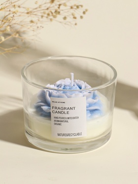 Свеча в стакане «Нежно-голубой пион», 11×11×8 см