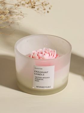 Свеча в стакане «Нежно-розовый пион», 11×11×8 см