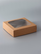 Коробка складная, с окном, крафт, 15 х 15 х 4 см (комплект 20 шт) - фото 61087426