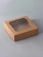 Коробка складная, с окном, крафт, 15 х 15 х 4 см (комплект 20 шт) - фото 61087427