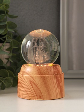 Световая фигурка стекло «Шар. Голограмма: Рождение», 6×LED, d=6 см, крутится, USB, 7×7×10 см