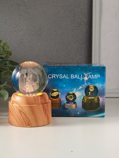 Световая фигурка стекло «Шар. Голограмма: Рождение», 6×LED, d=6 см, крутится, USB, 7×7×10 см