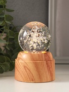 Световая фигурка стекло «Шар. Голограмма: Пузыри», 6×LED, d=6 см, крутится, USB, 7×7×10 см - Фото 1