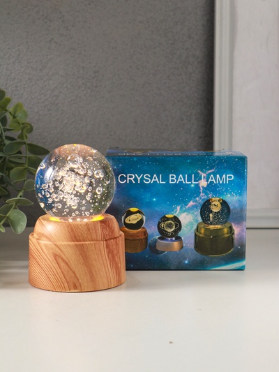 Световая фигурка стекло «Шар. Голограмма: Пузыри», 6×LED, d=6 см, крутится, USB, 7×7×10 см