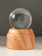 Сувенир стекло свет "Шар. Космонавт на месяце" 6хLED шар d=6 см, крутится, USB 7х7х10 см - фото 61953418