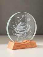 Световая фигурка стекло «Диск. Голограмма: Сатурн», 5×LED, d=10 см, USB, 10×4×11.4 см - Фото 3