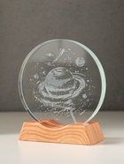 Световая фигурка стекло «Диск. Голограмма: Сатурн», 5×LED, d=10 см, USB, 10×4×11.4 см - Фото 4