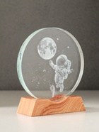 Световая фигурка стекло «Диск. Голограмма: Полёт космонавта», 5×LED, d=10 см, USB, 10×4×11.4 см - Фото 3