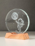 Световая фигурка стекло «Диск. Голограмма: Полёт космонавта», 5×LED, d=10 см, USB, 10×4×11.4 см - Фото 4