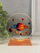 Световая фигурка стекло «Диск. Голограмма: Планетарий», 5×LED, d=10 см, USB, цветной, 10×4×11.4 см - Фото 1