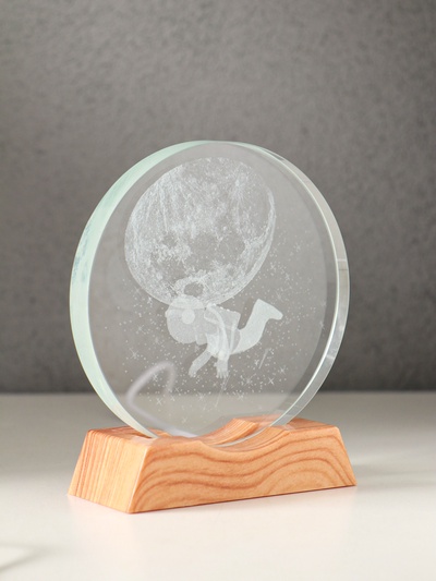 Световая фигурка стекло «Диск. Голограмма: Открытый космос», 5×LED, d=10 см, USB, 10×4×11.4 см