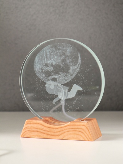 Световая фигурка стекло «Диск. Голограмма: Открытый космос», 5×LED, d=10 см, USB, 10×4×11.4 см