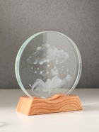 Световая фигурка стекло «Диск. Голограмма: Облако со звёздами», 5×LED, d=10 см, USB, 10×4×11.4 см - Фото 3