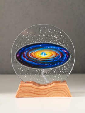 Световая фигурка стекло «Диск. Голограмма: Млечный путь», 5×LED, d=10 см, USB, цветной, 10×4×11.4 см