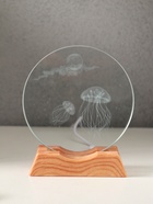 Световая фигурка стекло «Диск. Голограмма: Медузы», 5×LED, d=10 см, USB, 10×4×11.4 см - Фото 2