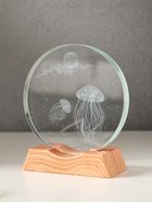 Световая фигурка стекло «Диск. Голограмма: Медузы», 5×LED, d=10 см, USB, 10×4×11.4 см - Фото 4